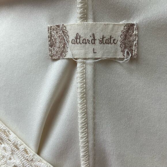 Altar’d State Tent Mini Dress Sz Lg Ivory Tie Neck Lace Crochet Boho Festival - Picture 8 of 10